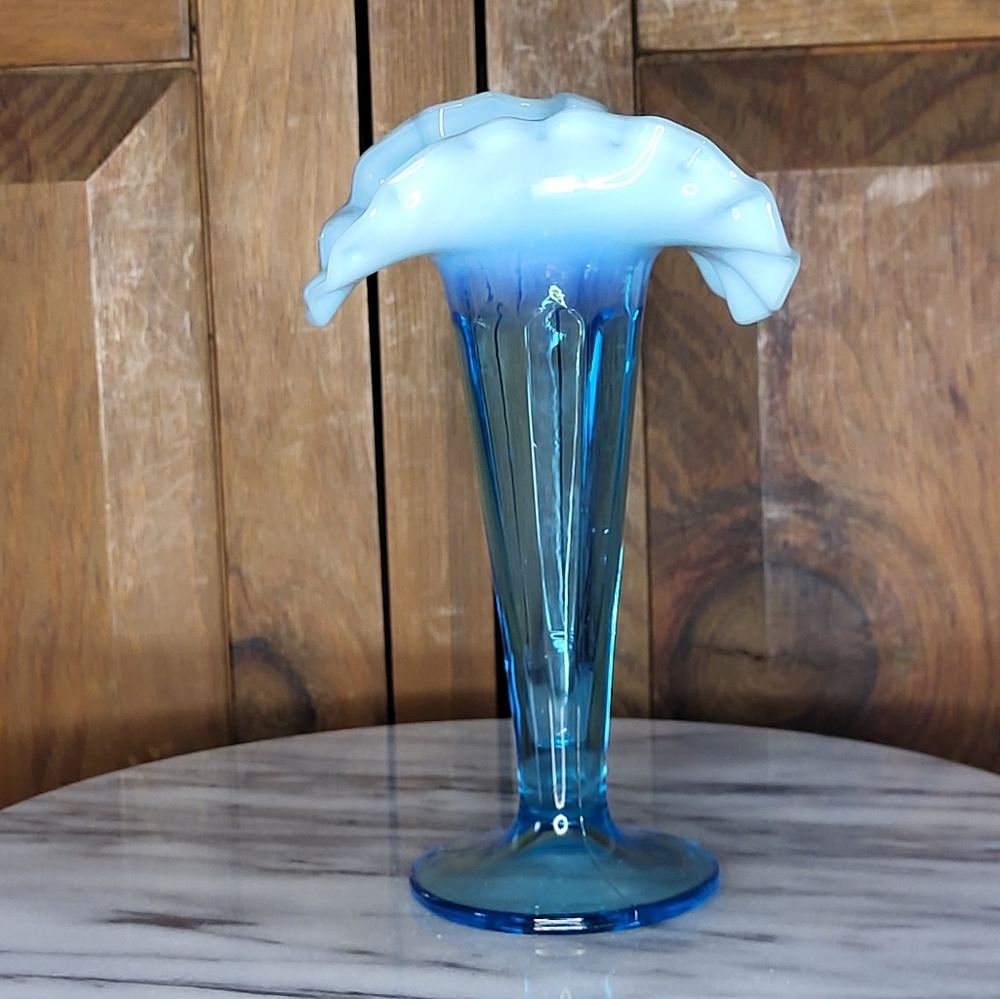 Antique Blue Glass Vase - Picture 8 of 14
